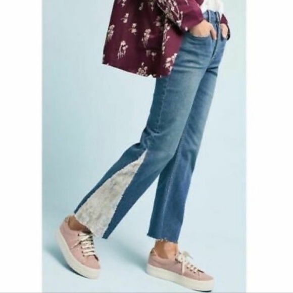 Anthropologie Pilcro High Rise Sequined Flared Jeans Light Wash High Waist Sz 31 - Picture 5 of 11